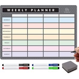 Magnetic Weekly Planner & Organiser Landscape Whiteboard With Pens