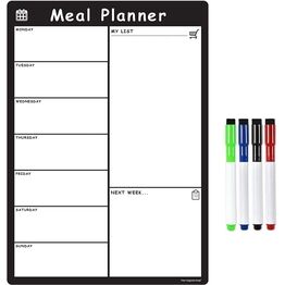 Magnetic Weekly Meal Planner & Menu Whiteboard With Pens