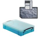 Electric Blue Storage Box with Base Sheet & Sticker Labels (Transparent Blue Box with  Clear Lid) additional 2