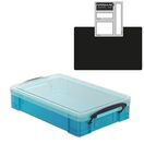 Electric Blue Storage Box with Base Sheet & Sticker Labels (Transparent Blue Box with  Clear Lid) additional 3