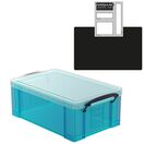 Electric Blue Storage Box with Base Sheet & Sticker Labels (Transparent Blue Box with  Clear Lid) additional 23