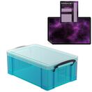 Electric Blue Storage Box with Base Sheet & Sticker Labels (Transparent Blue Box with  Clear Lid) additional 26