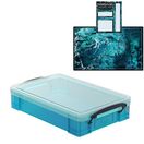 Electric Blue Storage Box with Base Sheet & Sticker Labels (Transparent Blue Box with  Clear Lid) additional 13